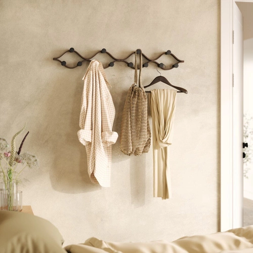 Umbra Montage moderní nástěnný věšák do předsíně dřevěný 6 háčků ořech černý