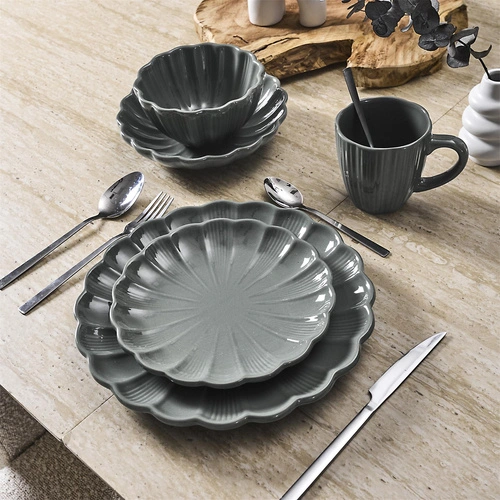 Intesi Calista šedý keramický jídelní talíř 20 cm do jídelny