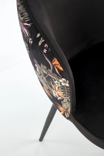 Jídelní židle Sarah arm Intesi černá čalouněná sametová s područkami moderní