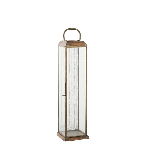 Zahradní lucerna Herslev vysoká sklo a antická mosaz na terasu a balkon