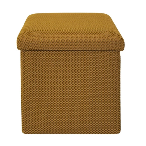 Žlutý čtvercový taburet s úložným prostorem Intesi Vels Atom moderní do předsíně a dětského pokoje