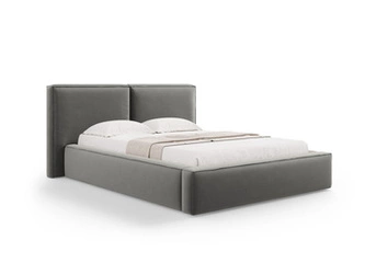 Postel do ložnice Jodie II šedý samet 160x200 s úložným prostorem moderní glamour