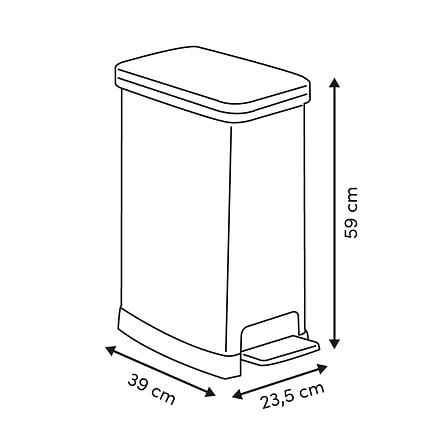 Kuchyňský odpadkový koš 40 l slim s pedálem a tichým zavíráním černý