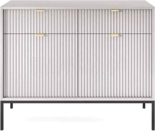 Moderní šedá komoda Delicious s drážkováním a zásuvkami 104 cm do obýváku