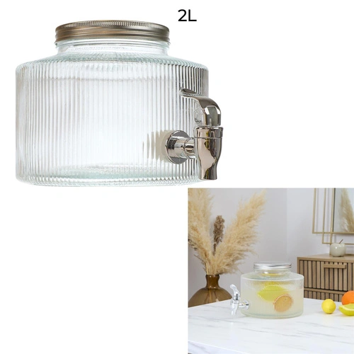 Skleněný nápojový dávkovač s kohoutkem Colar 2 l Intesi na limonádu a vodu