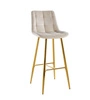 Barová židle Poly High béžový samet s opěrkou na zlatých nohách do kuchyně a jídelny Intesi