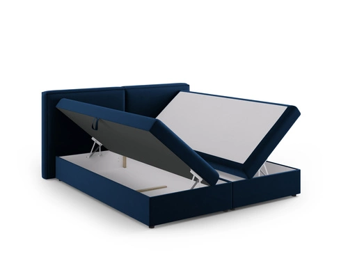 Postel do ložnice Jodie modrá sametová 180x200 s úložným prostorem moderní glamour