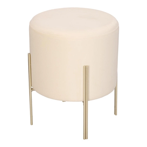 Bílý velurový taburet Living Velvet Atmosphera na zlatých nohách do obýváku a předsíně 40 cm