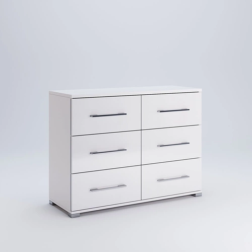 Komoda Flory bílý lesk 108 cm moderní se zásuvkami do obýváku a ložnice