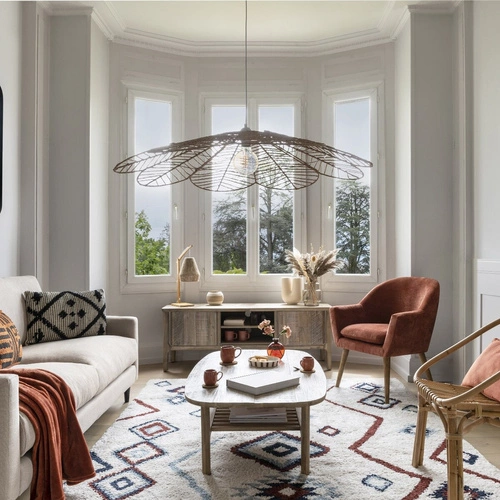 Obdélníkový konferenční stolek Banila z akáciového dřeva s policí do obýváku, moderní 120x70