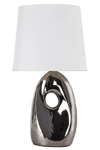 Stolní lampa Hierro glamour stříbrná s textilním stínidlem do ložnice a obýváku CANDELLUX LIGHTING