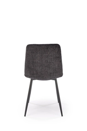 Čalouněná židle Pilew černá do jídelny a obýváku moderní prošívaná na kovových nohách