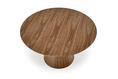 Moderní kulatý jídelní stůl Obituar 136 cm ořechový na jedné noze Intesi
