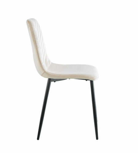 Čalouněná jídelní židle Herman Velvet béžová, sametová na černých nohách do jídelny a obýváku