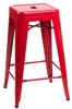 Barová stolička Paris 75 cm červená kovová industriální bez opěradla do kuchyně a k ostrůvku inspirovaná Tolix