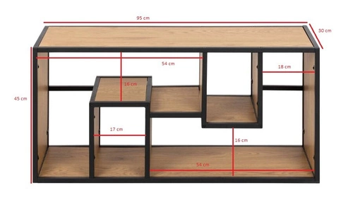 Moderní nástěnná police na knihy Seaford III dub/černá loftová 95 cm Actona