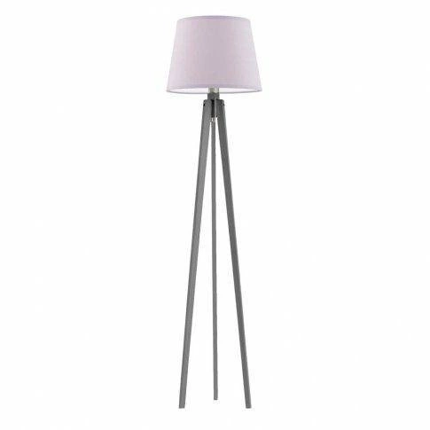 Stojací lampa do obýváku Curacao moderní dřevěná s fialovým stínidlem Lysne 158 cm