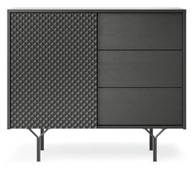 Černá moderní komoda Navara se zásuvkami na vysokých nožkách 97 cm do obýváku Intesi