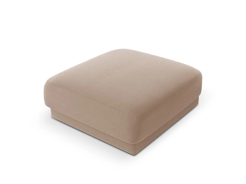 Vělká sametová taburetka Miley do obýváku béžová 90x90 cm moderní pohodlné sezení