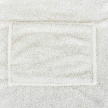 Teplá deka s rukávy a kapucí Teddy bílá na gauč Atmosphera