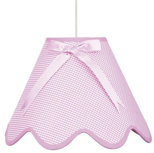 Moderní závěsné svítidlo Lola růžové z látky do dětského pokoje s mašlí 40 cm