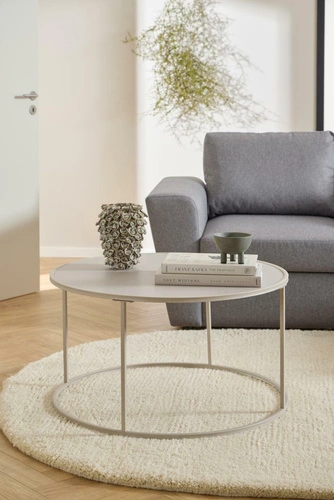 Seaford kulatý konferenční stolek šedý moderní kovový 80 cm