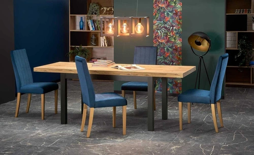 Rozkládací jídelní stůl Tiago 140-220 cm moderní přírodní dub černé nohy Intesi