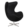 Otočná designová křesla Egg černý samet moderní glamour se stříbrnou podstavou do obýváku