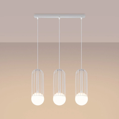 BRINA 3L moderní bílý závěsný lustr do obýváku a jídelny trojitý SOLLUX