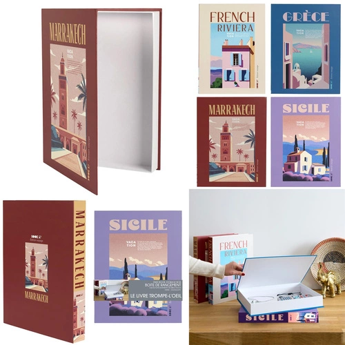 Dekorační krabice kniha Sicile fialová kartonová do ložnice Intesi