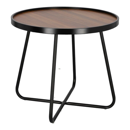 Kulatý konferenční stolek Tamsai 60 cm černý ořech loftový do obýváku odkládací Intesi