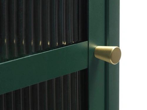 Kovová vitrína Bronco zelená 160 cm do obýváku na alkohol a knihy