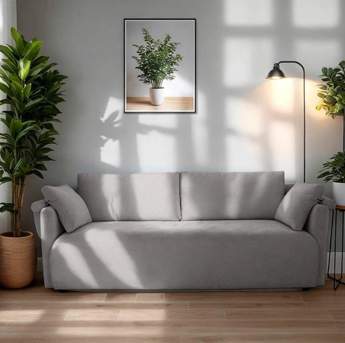 Mondel rozkládací třímístná pohovka z manšestru béžová s úložným prostorem a funkcí spaní do obýváku