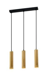 Závěsná lampa Tubo černá 3x25W GU10 stínítko ze dřeva 25cm