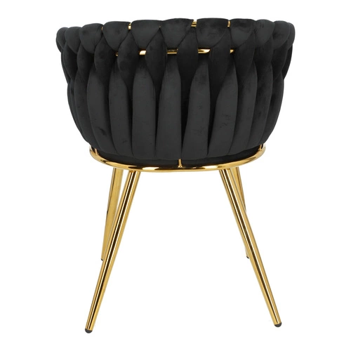 Jídelní židle Tessa Intesi čalouněná samet černá glamour s područkami zlaté nohy