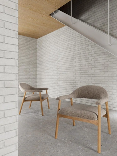 Křeslo Addi béžové boucle dub skandinávský do obýváku a ložnice Actona