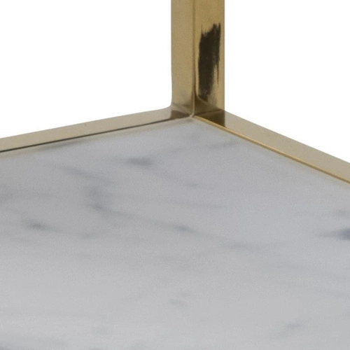 Noční stolek bílý mramor glamour 45 cm Alisma Actona se zlatými nohami a policí