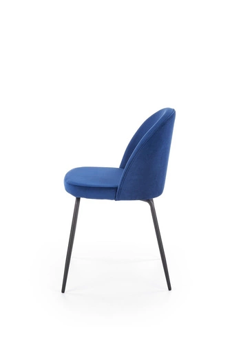 Čalouněná jídelní židle Nebraska, moderní, modrý samet, černé nohy