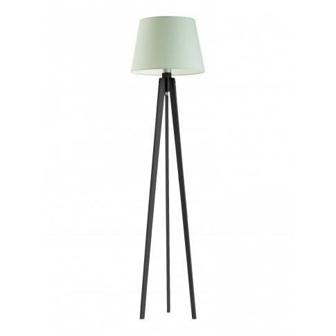 Stojací lampa do obýváku Curacao Lysne moderní dřevěná s mátovým stínidlem 158 cm