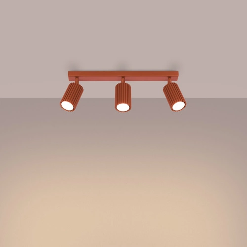 Stropní svítidlo Karbon 3L červené minimalistické hliníkové do obýváku s nastavitelným stínidlem