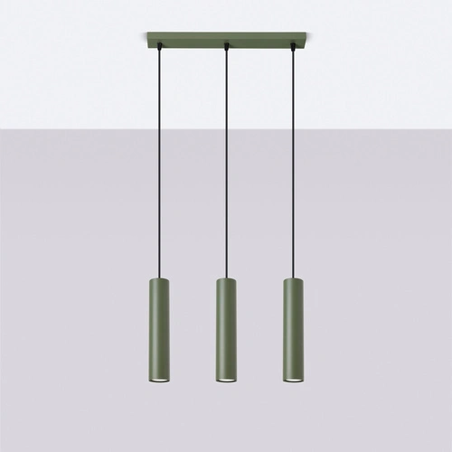 Závěsné loftové svítidlo Lagos 3zdrojové zelená olivová nastavitelné do obývacího pokoje a jídelny