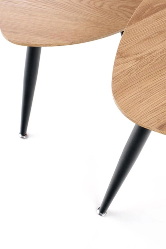 Sada 2 oválných konferenčních stolků Minessa loft dub a černý kov do obývacího pokoje Intesi