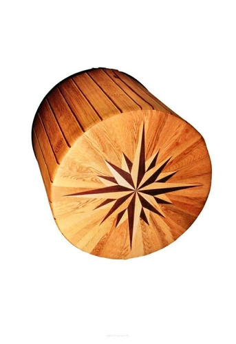 Kulatý taburet Kompas Intesi moderní čalouněný do obýváku nebo ložnice hnědý 40 cm