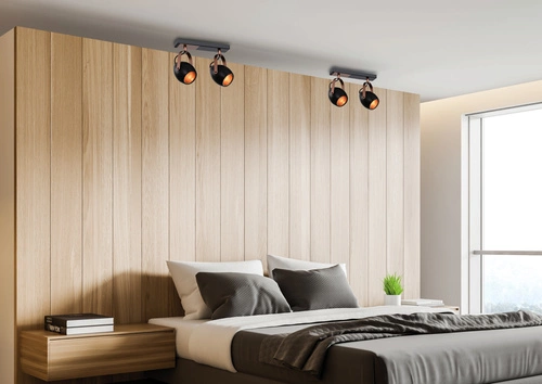 Stropní svítidlo Anica strip černé 2x40W E14 reflektor zlatý