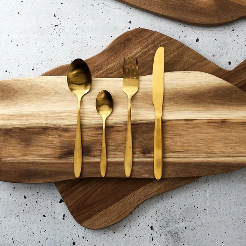 Sada zlatých příborů Charbon Intesi 16 dílů nerez vhodné do myčky elegantní