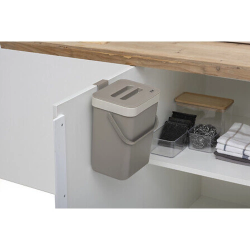 Bežový plastový koš na bioodpad do kuchyně 5 l s háčky 5five simply smart