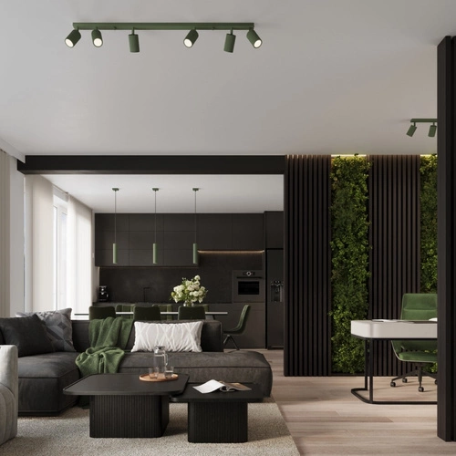 Stropní svítidlo KARBON 6L olivově zelené