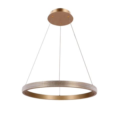 Závěsná lampa Hashim 60cm zlatá 34W LED čiré krystaly