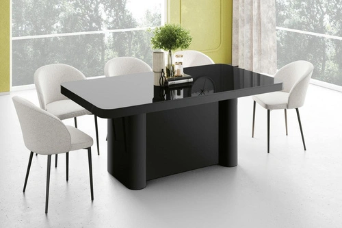 Rozkládací jídelní stůl Ellerbe moderní černý lesk 160x100