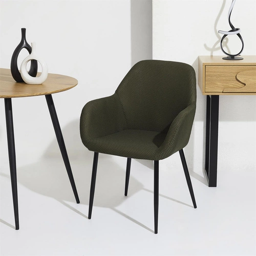 Čalouněná židle Lavia zelená khaki s područkami do jídelny a obýváku